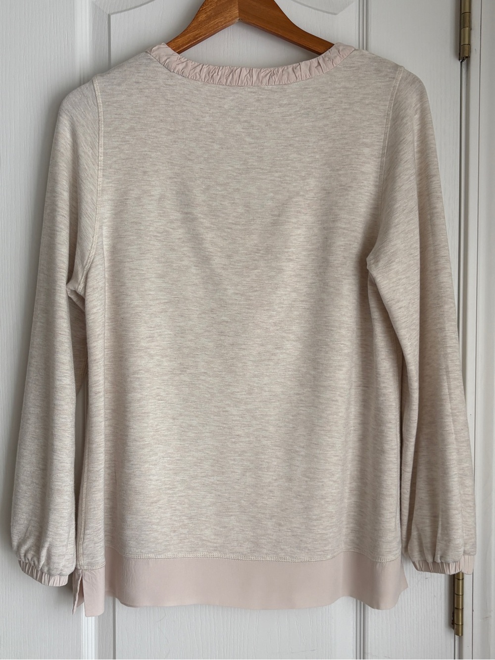 Soft Surroundings Lagenlook Rue Cler Ruffle Henley Top Cream Size Medium - Picture 4 of 6